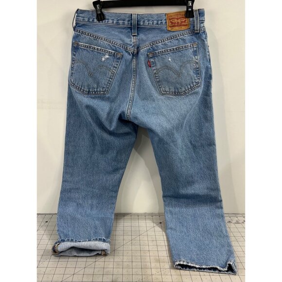 Levi’s 501 W29 L26 Distressed Light Wash Denim Jeans Women’s 29x26 Button Fly - Picture 15 of 16